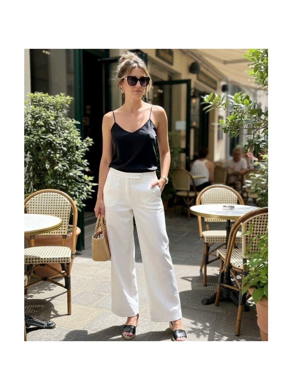 Escada Sport White High Rise Slash Pocket Cotton Trousers EU 38 - US Medium